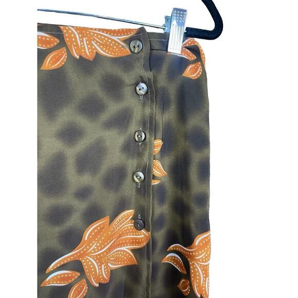 Marla Kim Wrap Maxi Skirt Olive Green & Rust Women Size Large Vintage - Picture 6 of 11